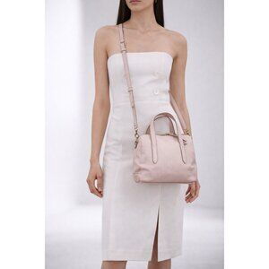 FOSSIL Blush Pink Pebbled Leather Satchel Crossbody Bag Gold Hardware Top Medium